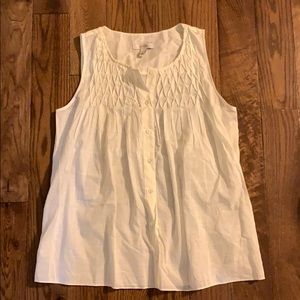 J.Crew smocked woven button tank Sz 2 off white